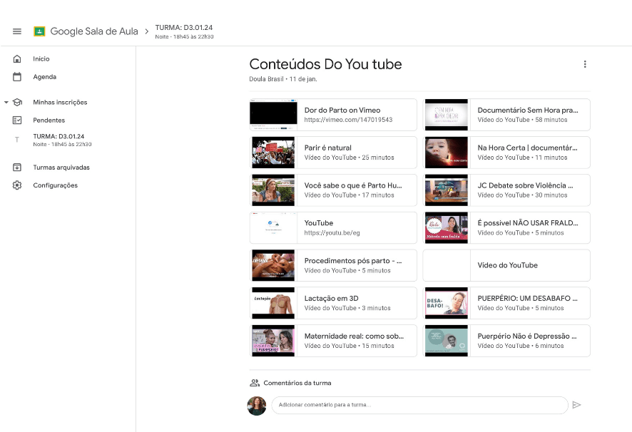 Curso de doula ao vivo (videoconferência)